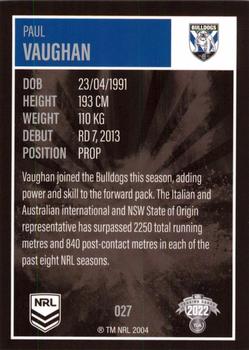 2022 NRL Elite #027 Paul Vaughan Back